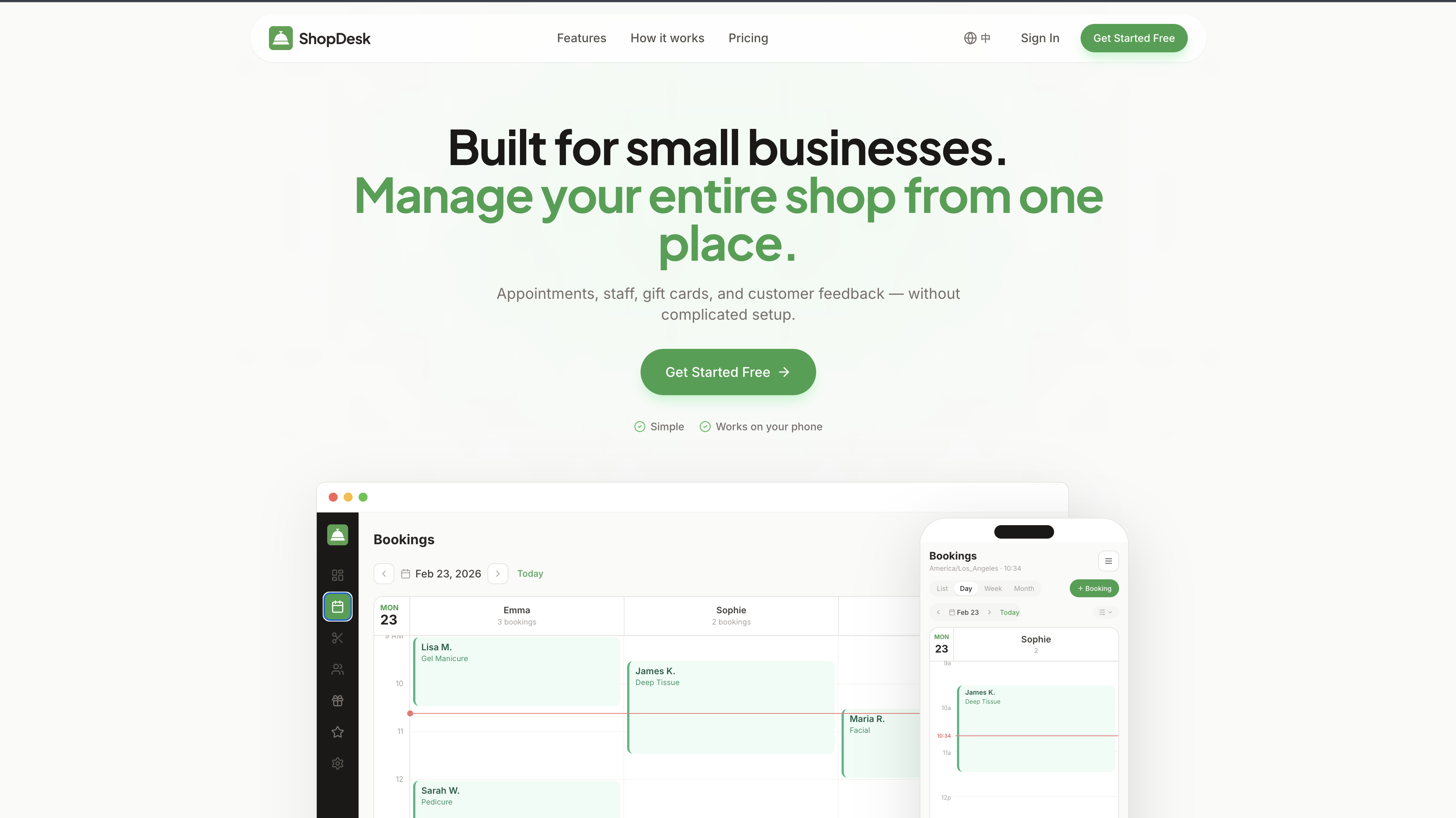 ShopDesk — booking and business management platform